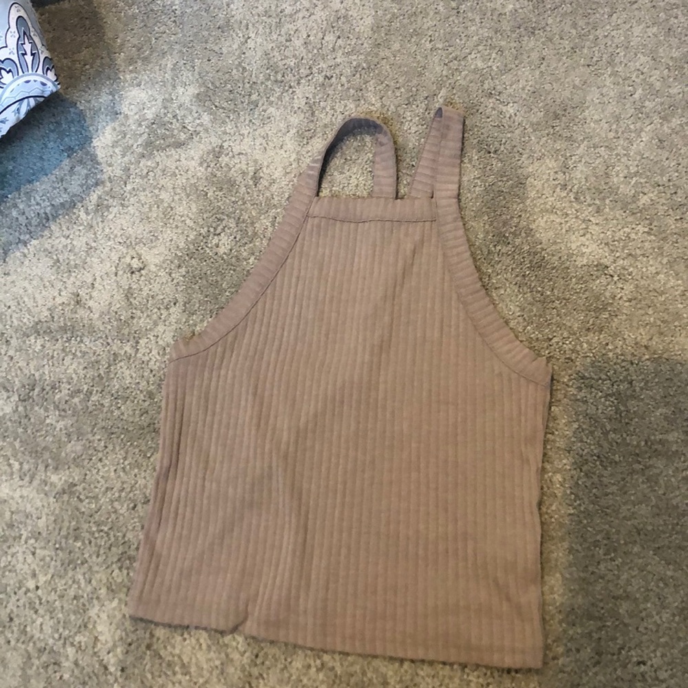 High neck cropped tank